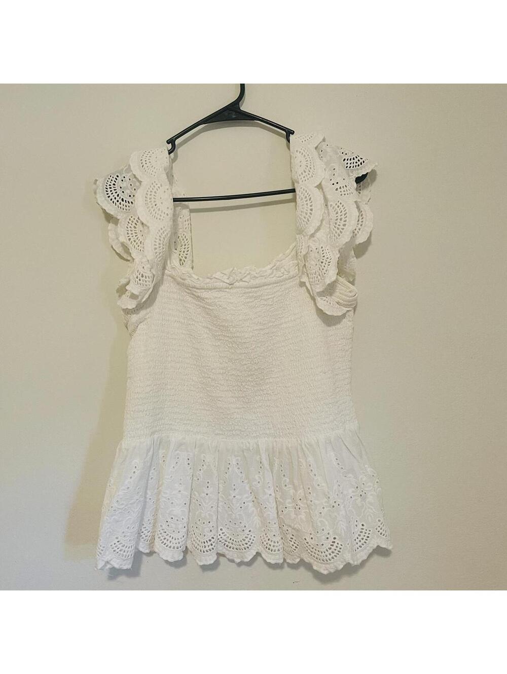 Jennifer & Grace Smocked Eyelet Ruffle Top